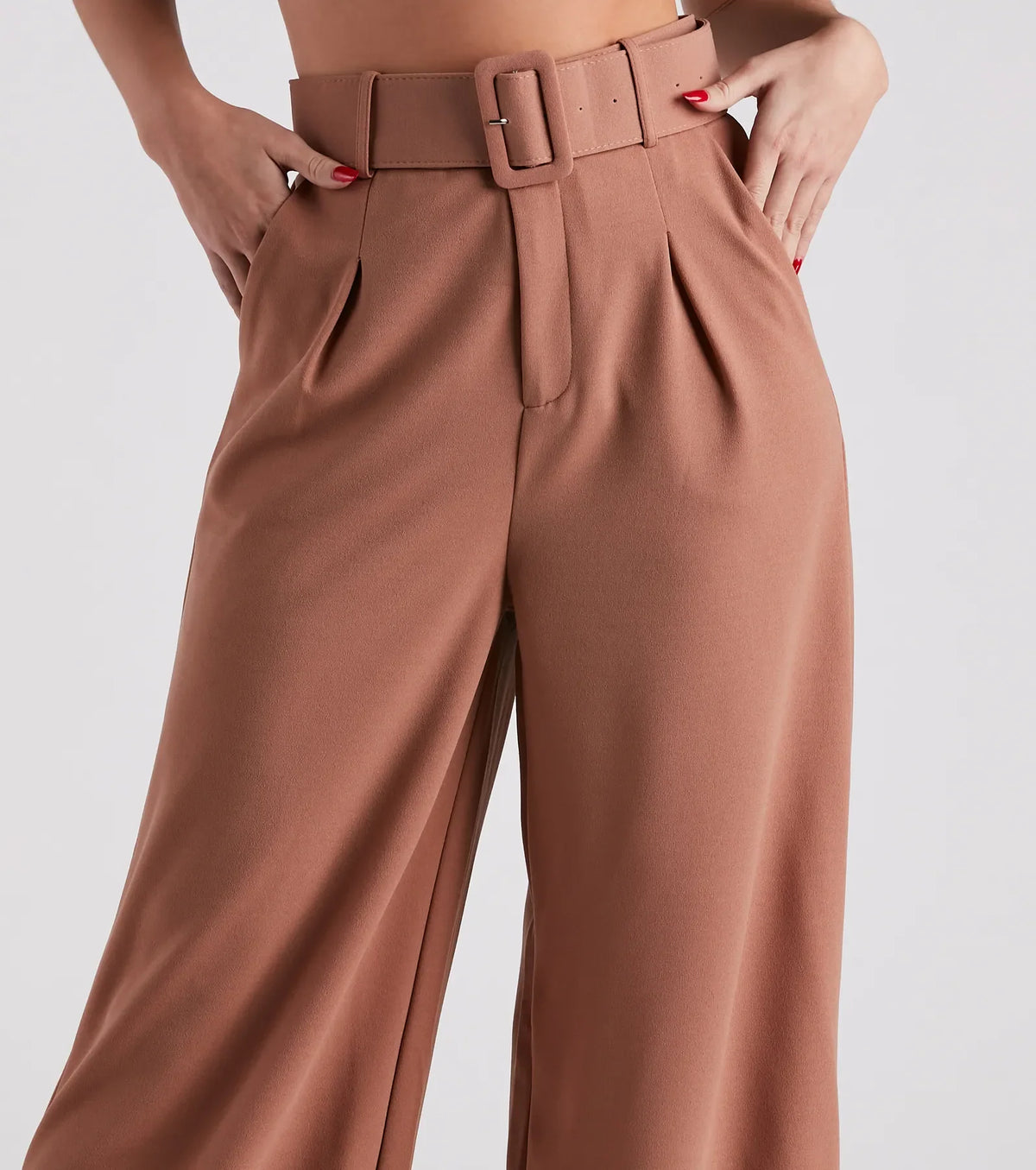 Flip In Reverse Belted Trouser Pants