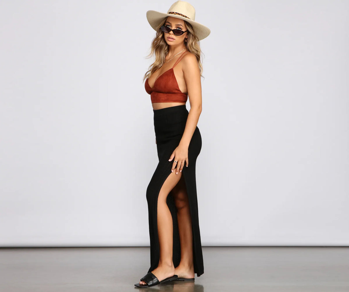 High Slit Maxi Knit Skirt