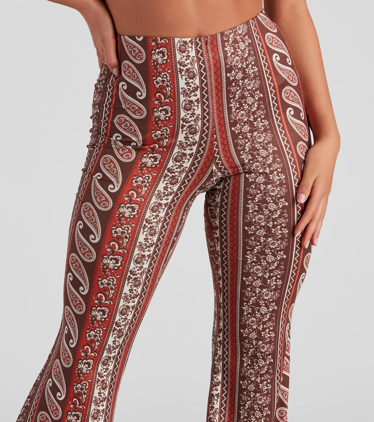 Cool Vibes Border Print Flare Pants