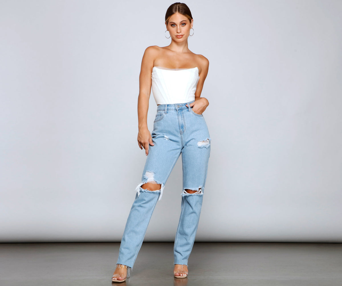 Casual Distressed Straight-Leg Jeans