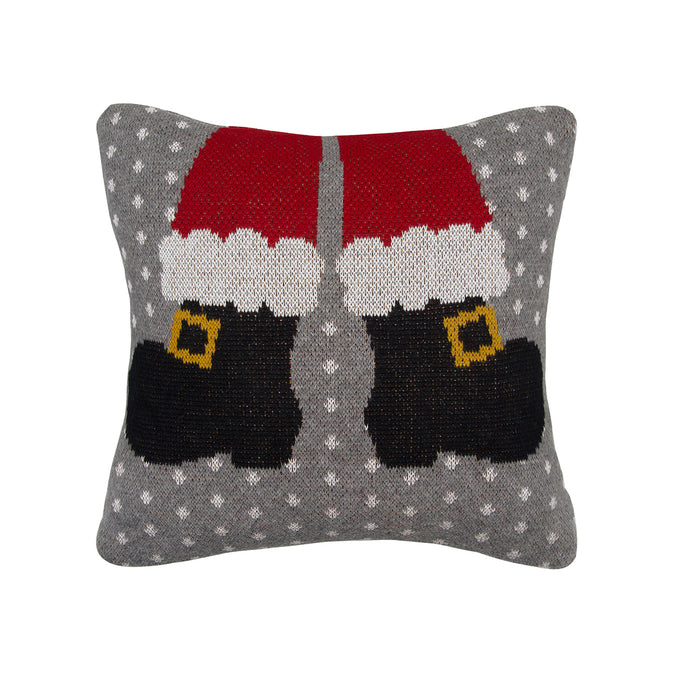A 10in. x 10in. Santa Shoes Mini Pillow.