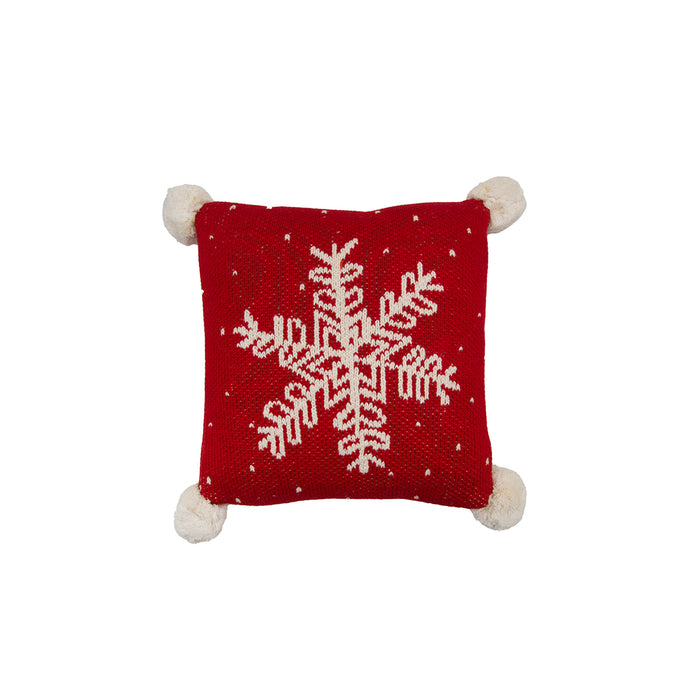 A 10in. x 10in. Snowflake Mini Pillow.