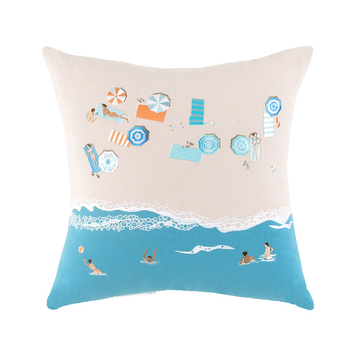 A 20in. x 20in. Bird's Eye Beach Scene Indoor Pillow.