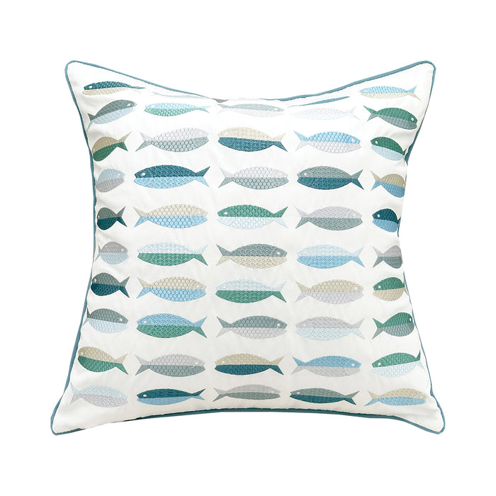 A 20in. x 20in. Fish Pattern Indoor Outdoor Pillow.