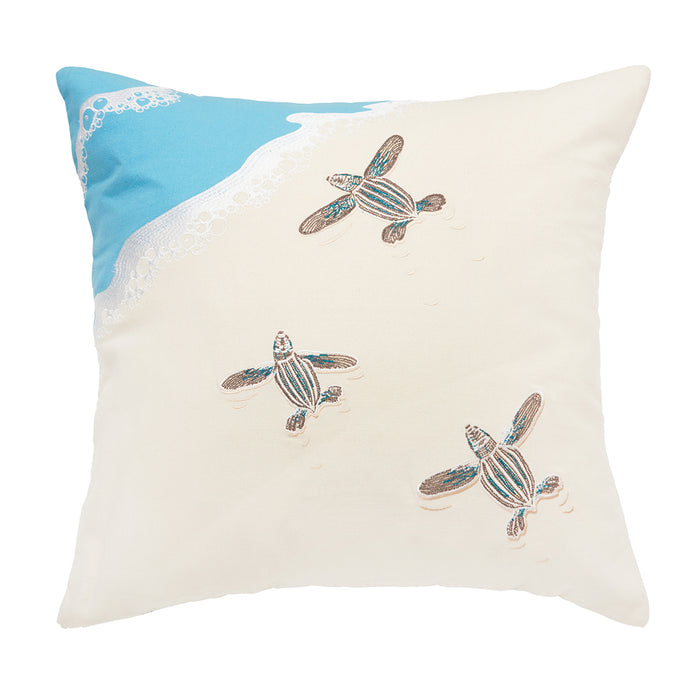 A 20in. x 20in. Leatherback Scurry Indoor Pillow.