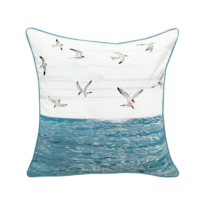A 20in. x 20in. Terns and Reflections Indoor Outdoor Pillow.