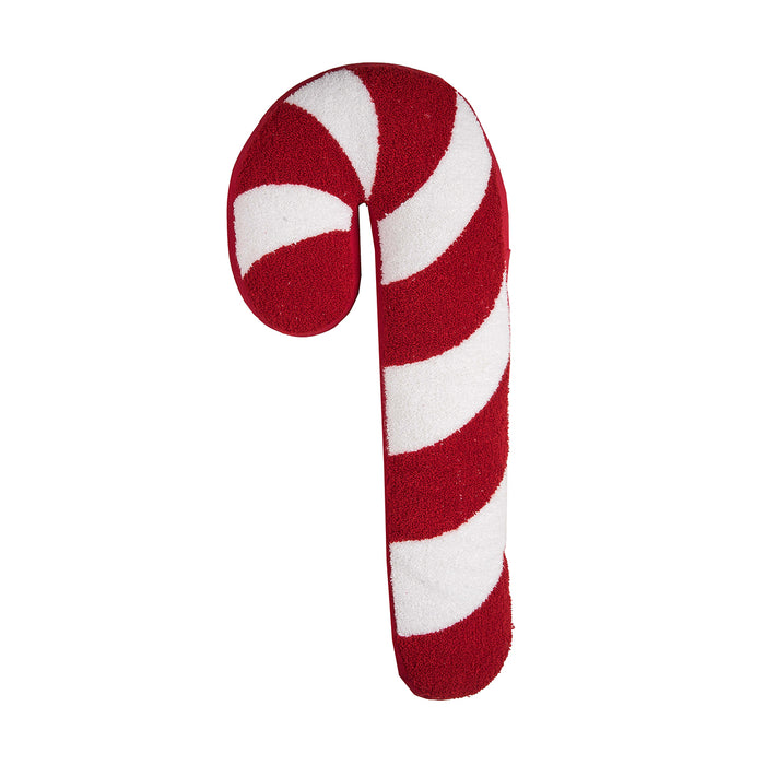 A 25in. x 11in. Candy Cane Shaped Pillow.