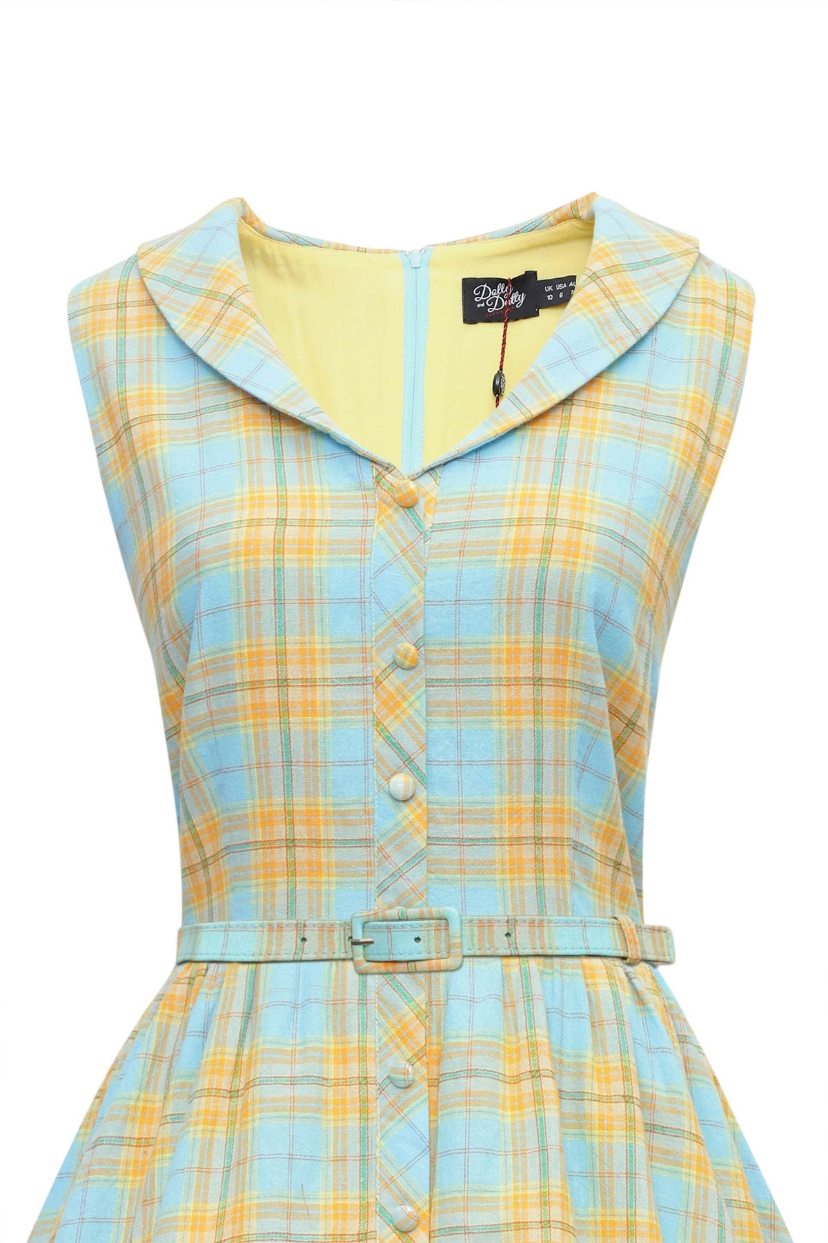 Maverick 50s Style Blue & Yellow Check Shirt Dress