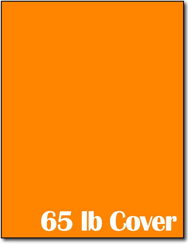 65 lb Bright Orange cardstock, measure (8 1/2" x 11") , compatible with copier, inkjet and laser, matte both sides
