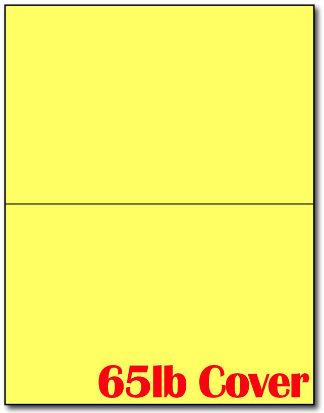 65 lb 2-Up Bright Yellow Jumbo Postcards, measure (5 1/2" x 8 1/2") , compatible with copier, Inkjet and laser, Matte Both sides