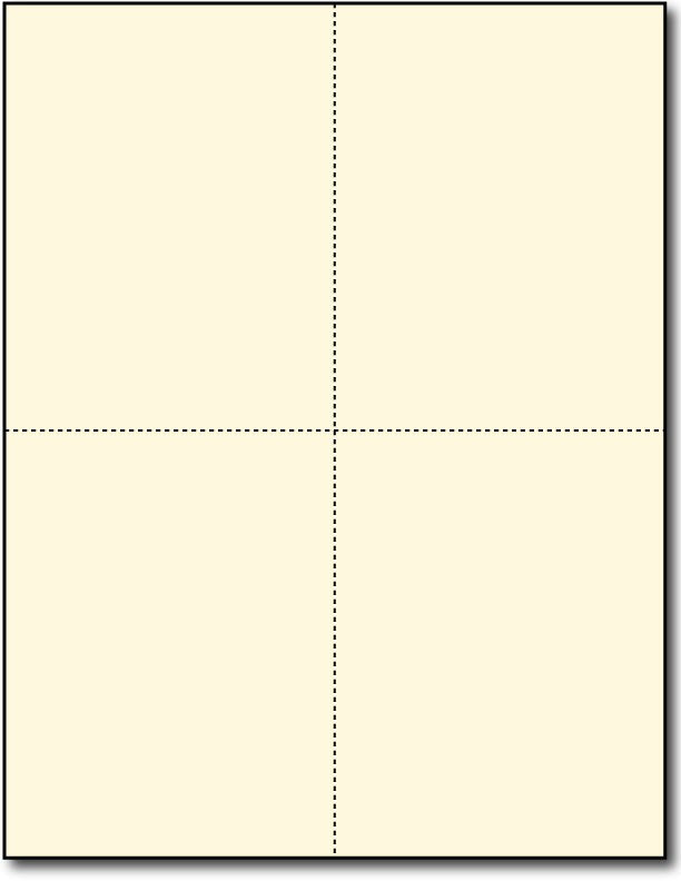 4 Microperforated Cream Postcards on an 8 1/2" x 11" Sheet.