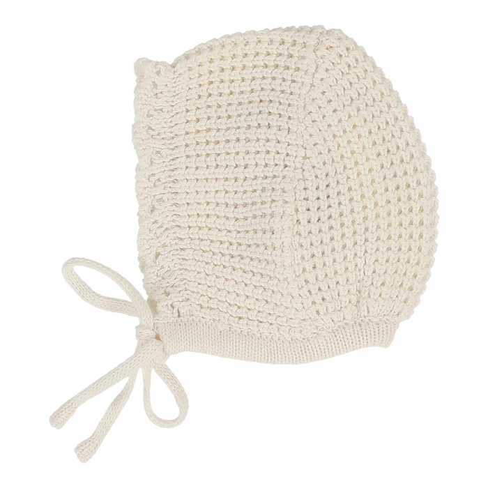 bonnet chunky knit - cream scallop