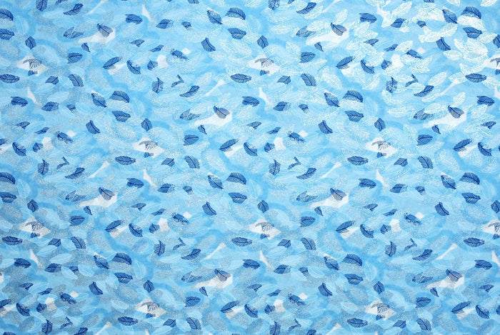 Chiyogami Blue & Silver Leaves -- NEW