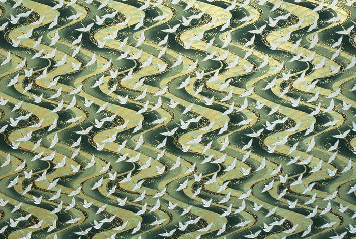 Chiyogami Crane Migration Green -- NEW