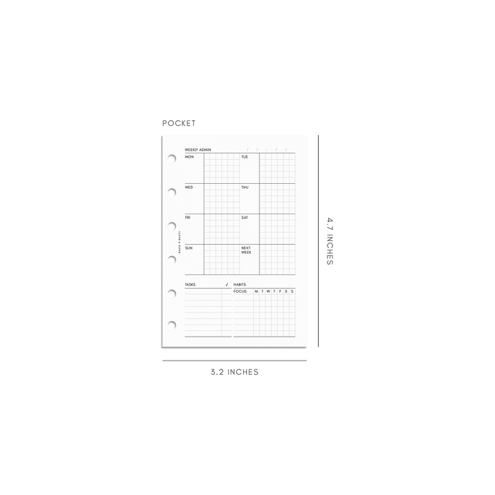 Cloth & Paper - Weekly Admin Planner Inserts | Monday Start