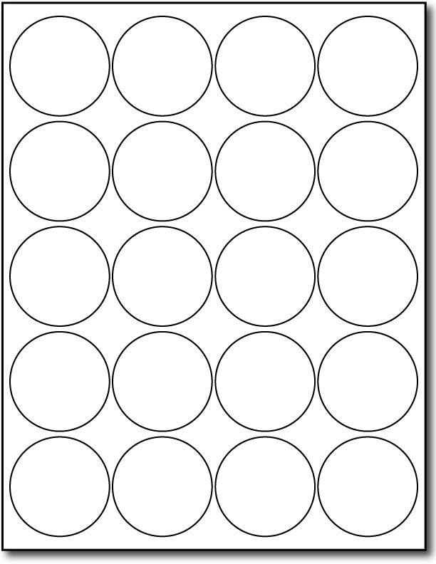 Glossy Labels - 2 Round - Color: White