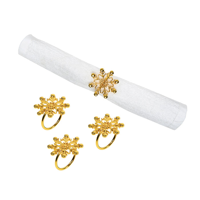 A Gold Winter Snowflake Napkin Ring, Set of 4.