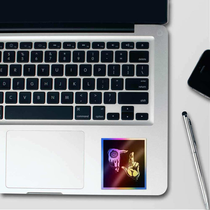 Hand Sign Full metal Holographic Stickers - Holographic stickers | STICK IT UP