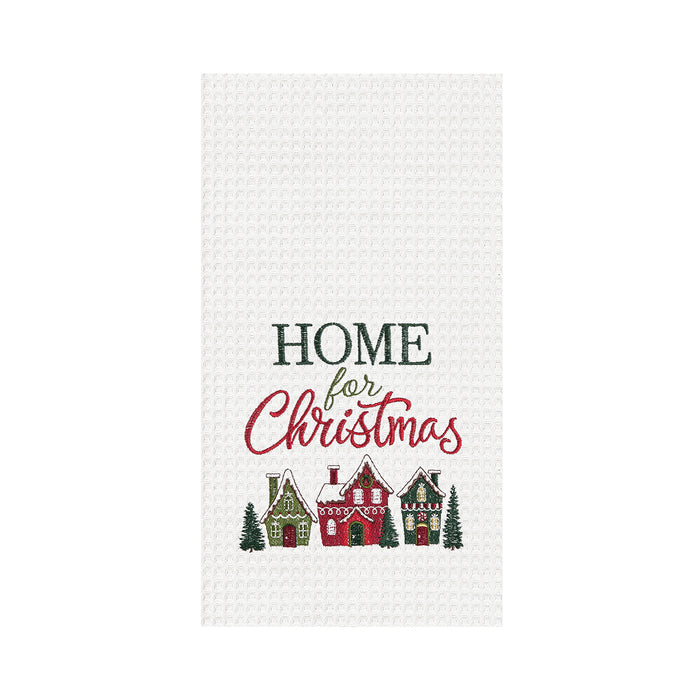 A Home For Christmas Village Waffle Weave Kitchen Towel.
