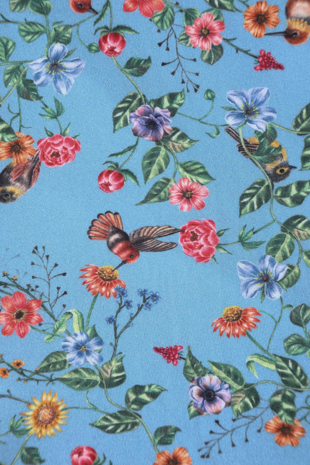 Katherine Blue Hummingbird Long Sleeved Dress