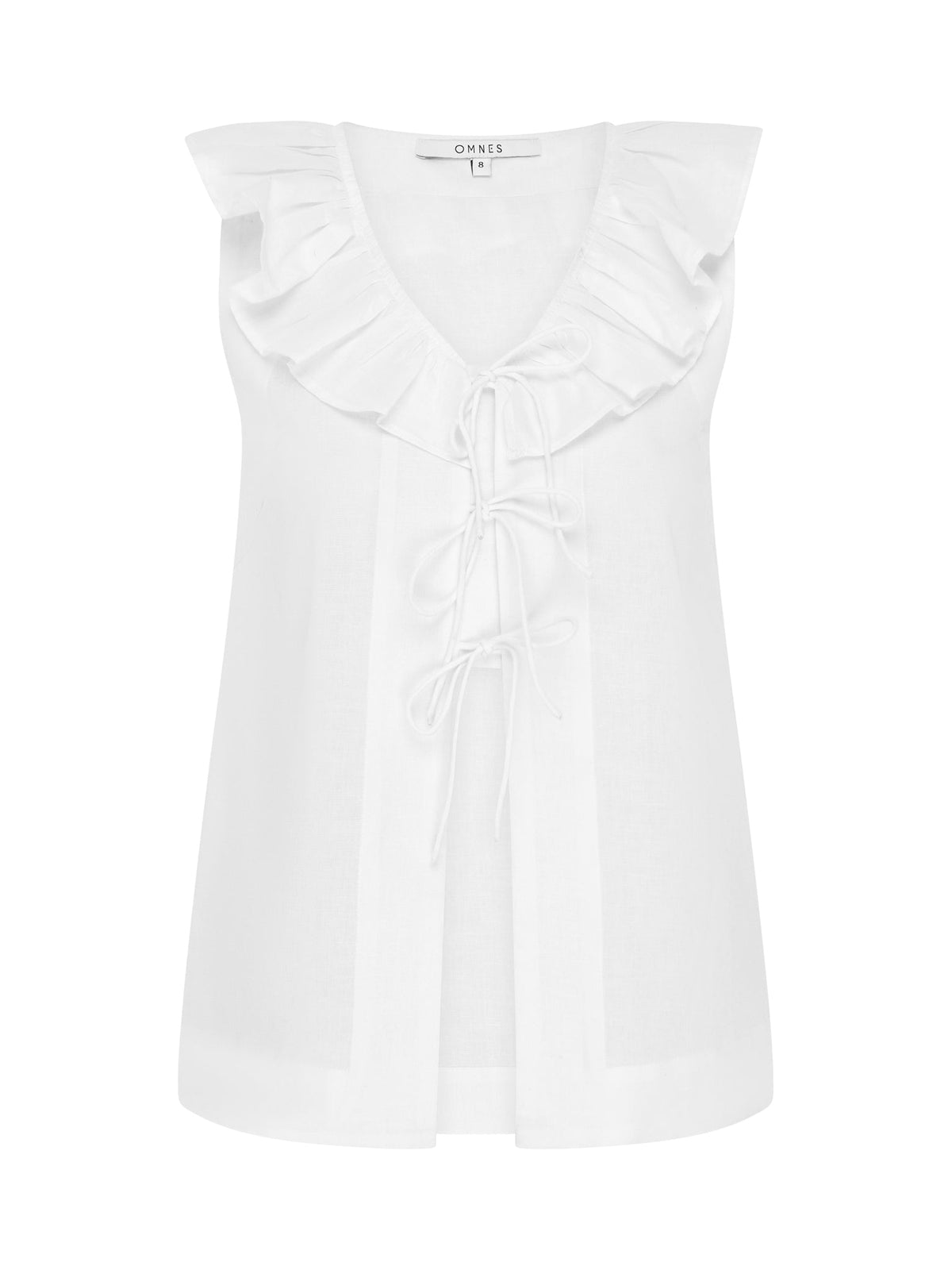 Rachael Frill Collar Sleeveless Blouse in White