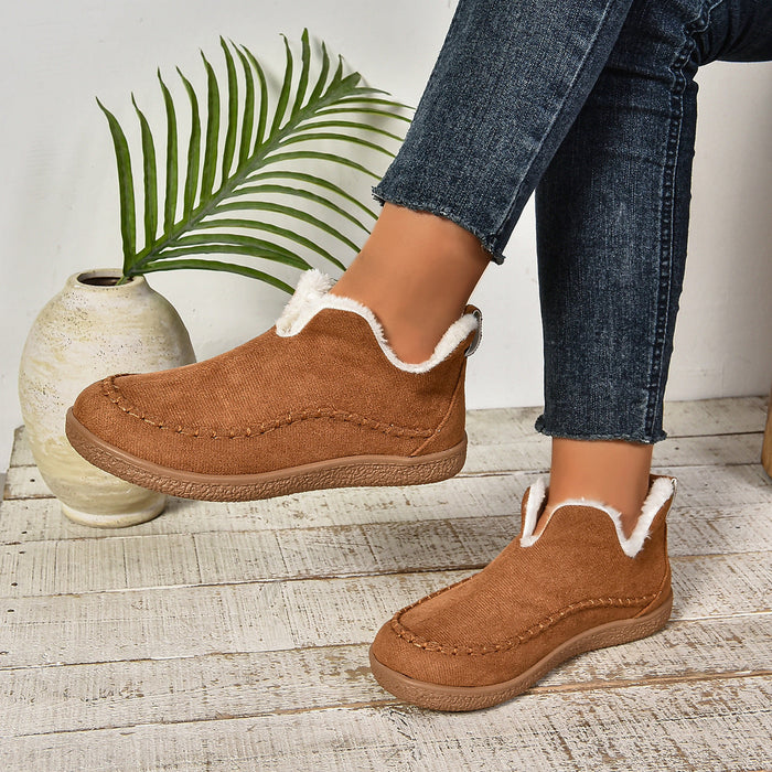 Sab™ | Warm Fur Lined Slip-On Ankle Boots with Anti-slip Thick Sole