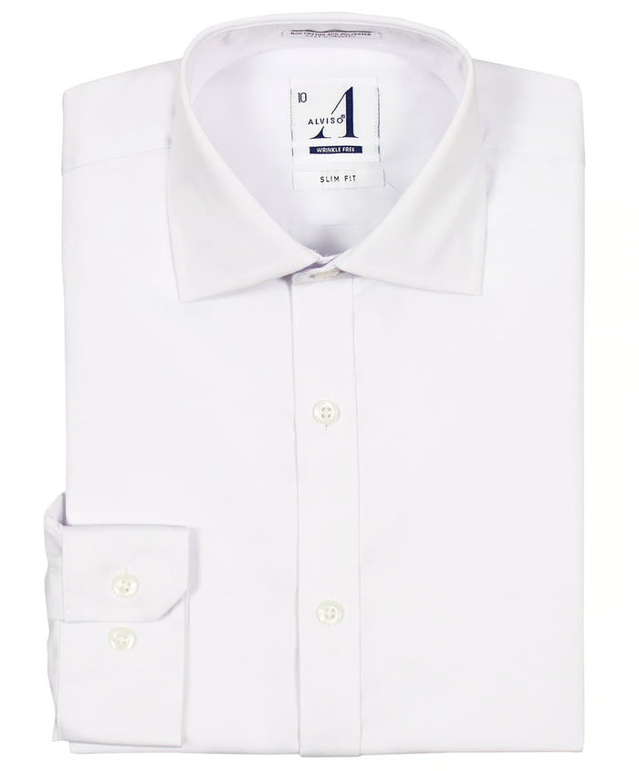 shirt s/s slim poly cotton - white