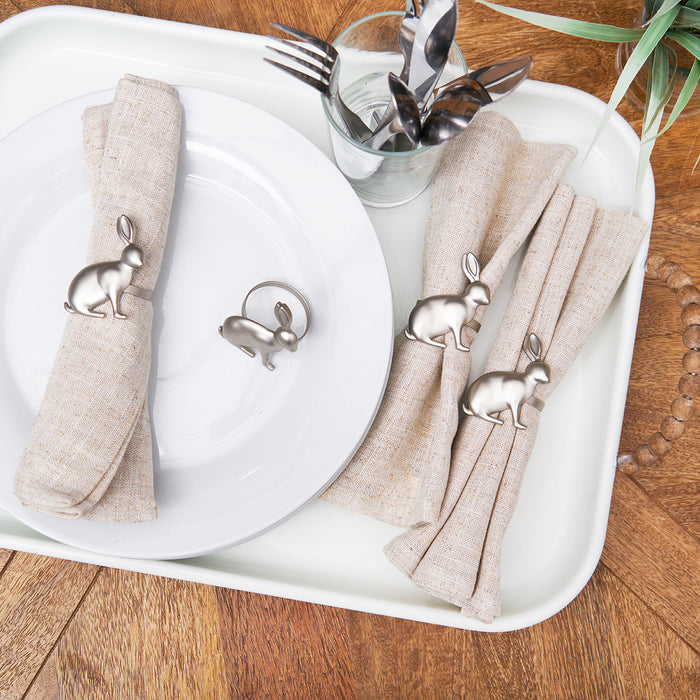 A Silver Rabbit Napkin Ring, Set of 4.