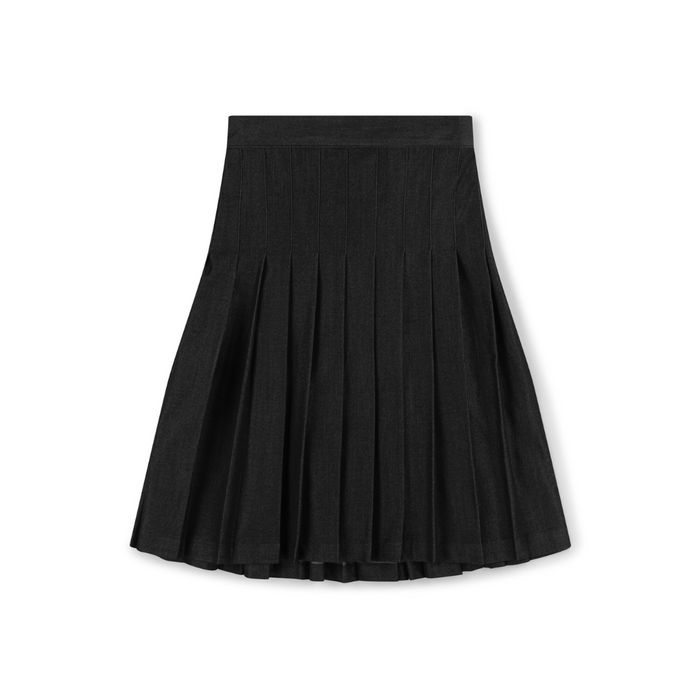 skirt pleated denim - black denim