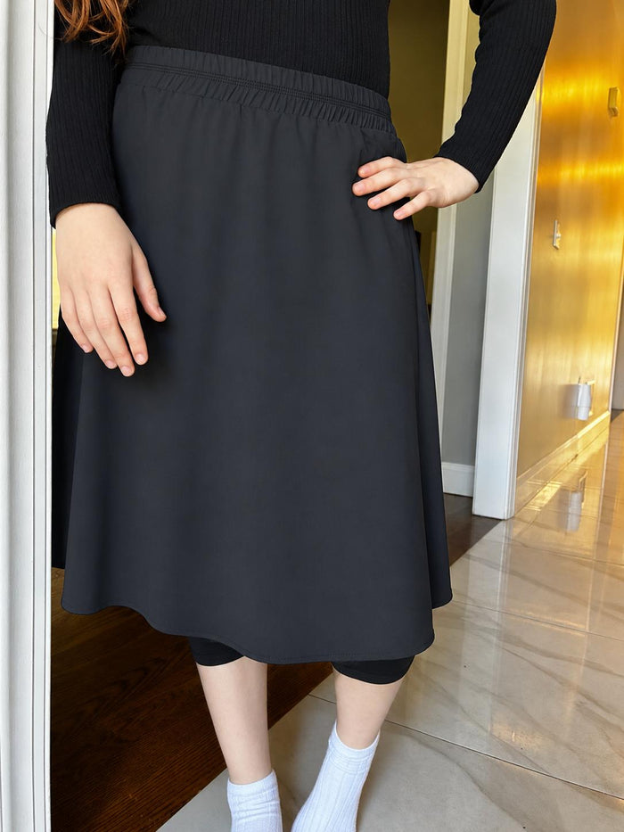 swim skirt with legging - black