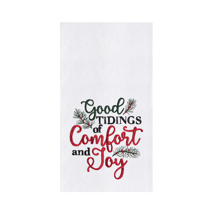 A Tidings of Comfort & Joy Flour Sack Kitchen Towel.