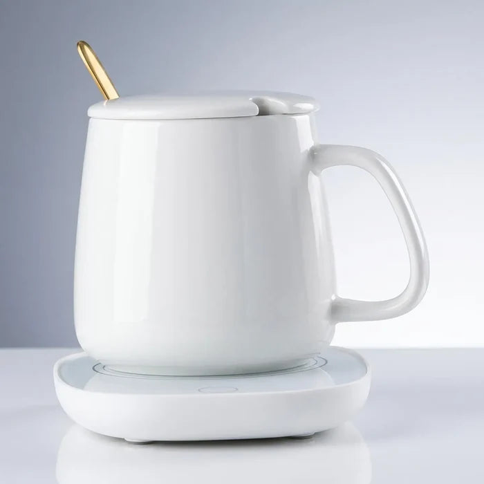 White Coffee Mug with Warmer