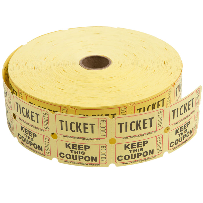 Yellow Raffle Tickets - Numbered Pieces - Twin Ticket Attached