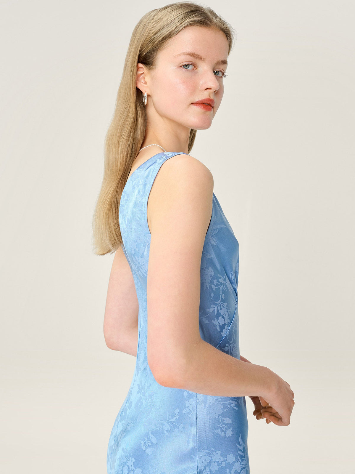 Iris Jacquard Dress in Vista Blue