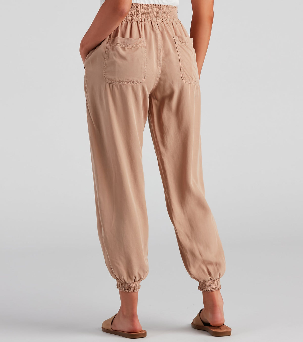 Coffee Break Smock Tie Waist Joggers