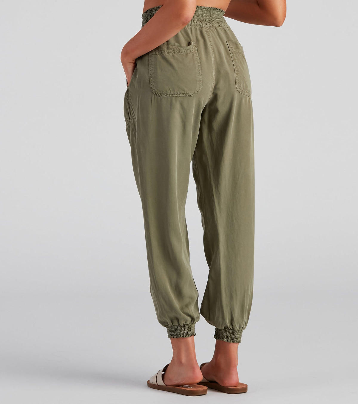 Coffee Break Smock Tie Waist Joggers