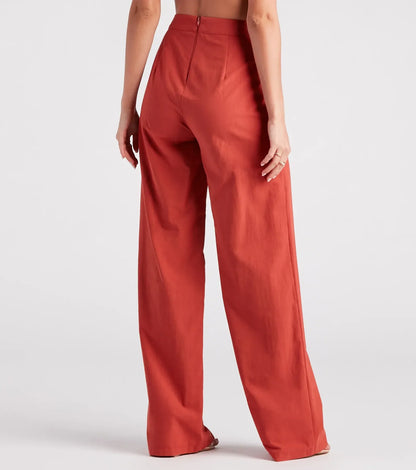 Meet In The Hamptons Linen Wide Leg Pants
