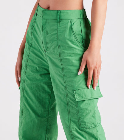The Bottom Line High-Rise Parachute Cargo Pants