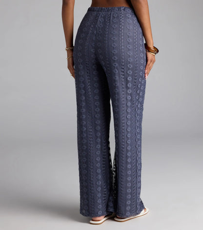 Weekend Breeze High-Rise Crochet Palazzo Pants