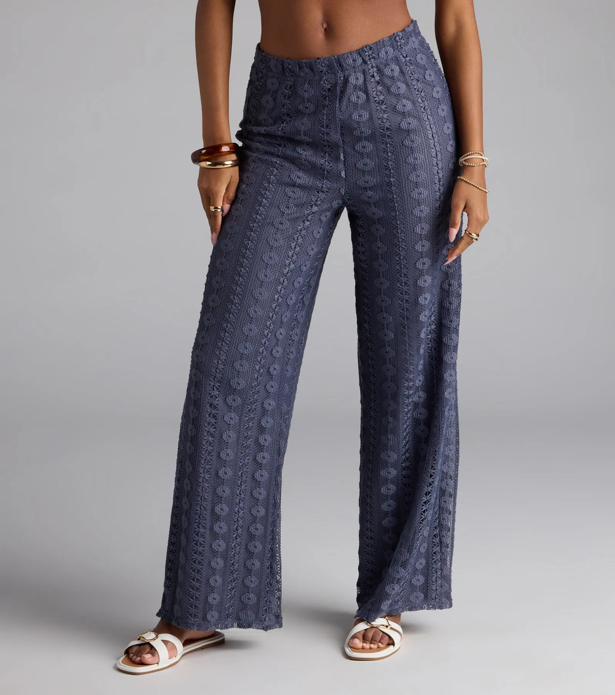 Weekend Breeze High-Rise Crochet Palazzo Pants