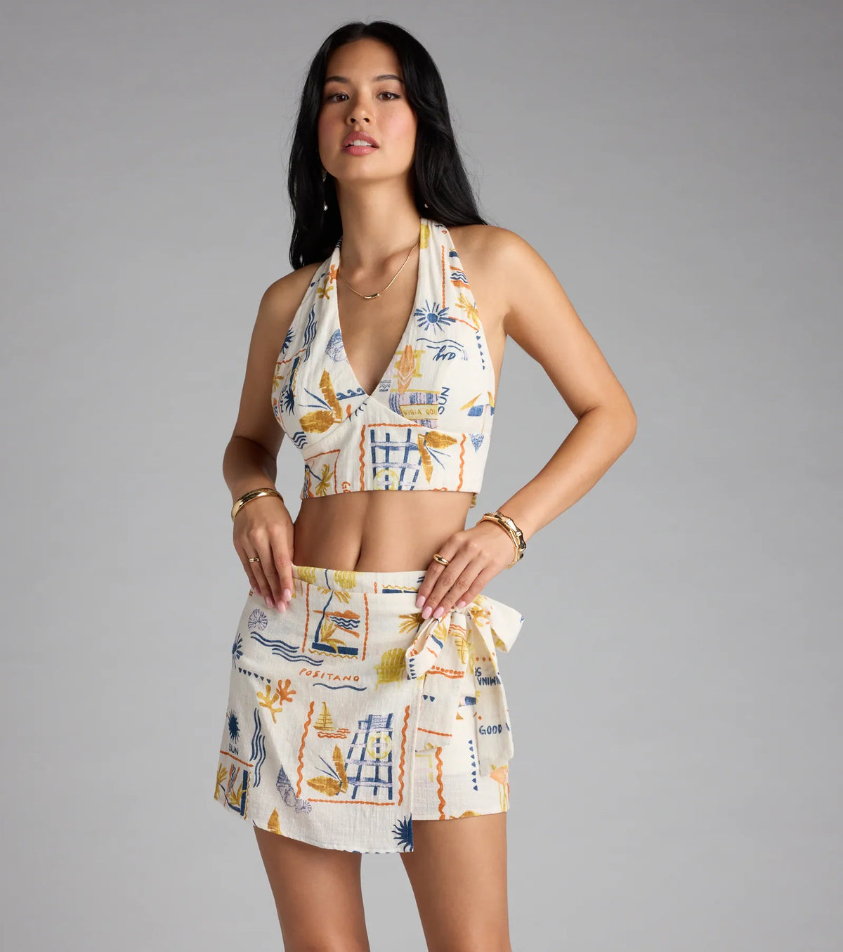 Miss Jetsetter High-Rise Print Mini Skort