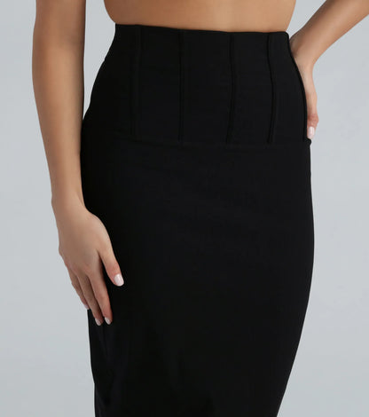 Flaunting It High-Rise Corset Midi Skirt
