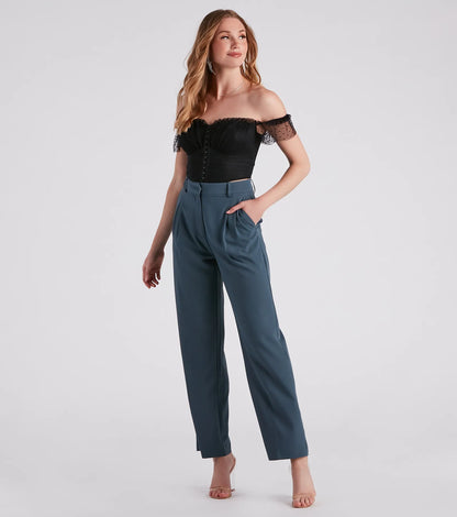 Chic Crepe Boyfriend Trouser Pants