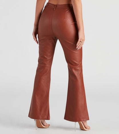 Modern Sixties Babe PU Flare Pants