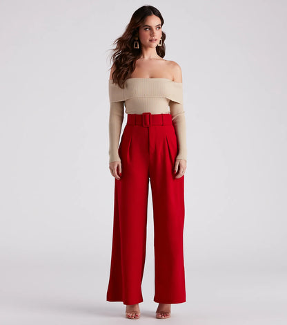 Flip In Reverse Belted Trouser Pants