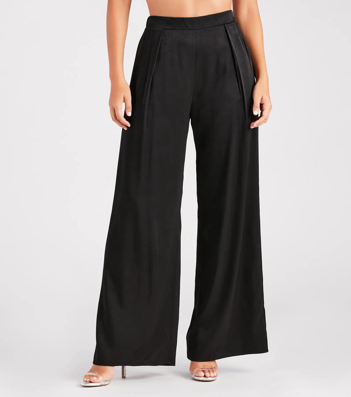 Sleek And Sophisticated Satin Wide-Leg Pants