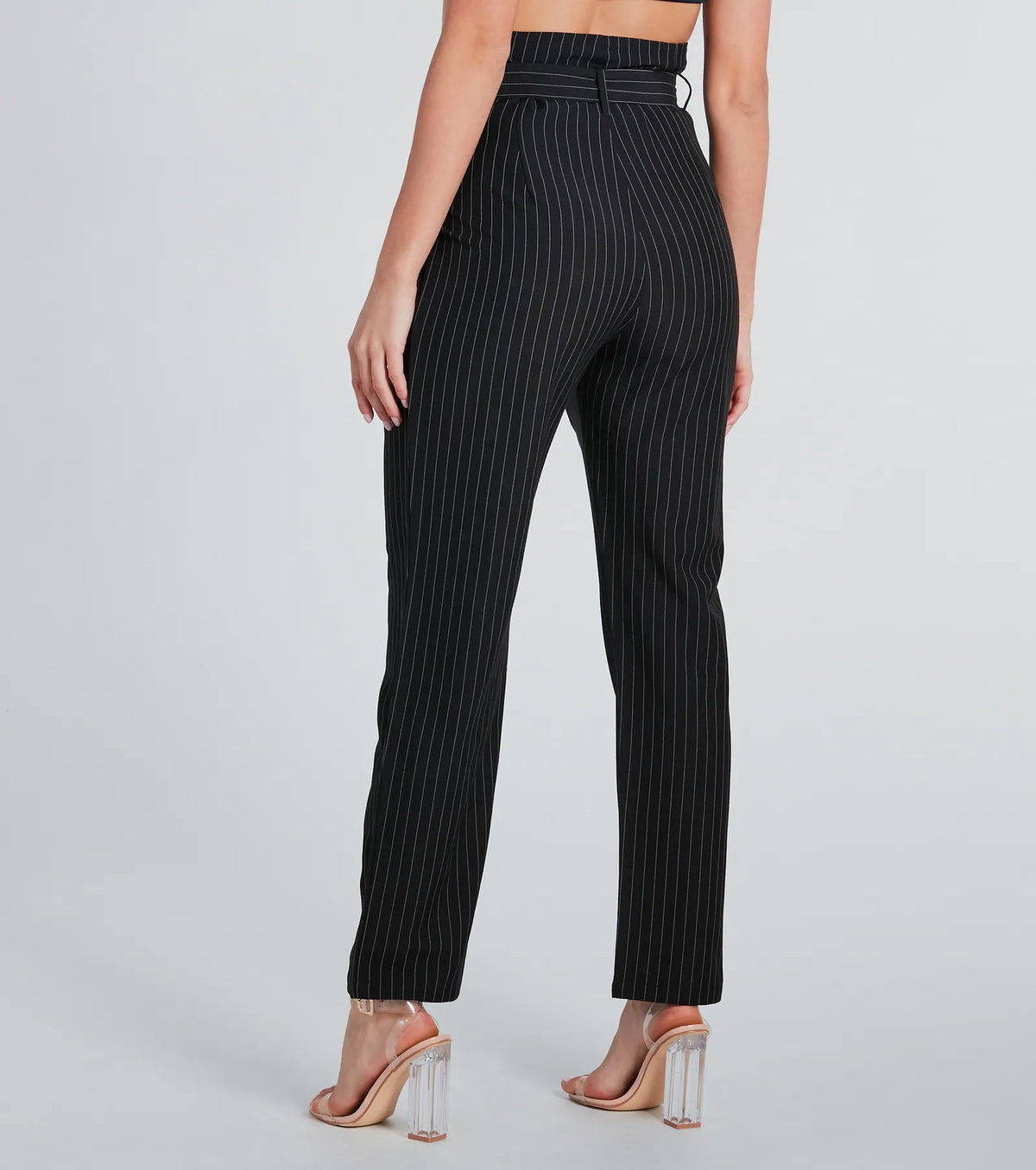 Chic 'Fit Pinstripe Paperbag Dress Pants