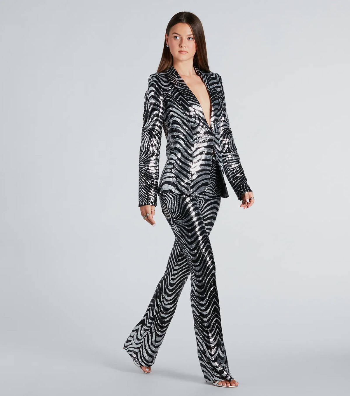 Make An Entrance Sequin Swirl Flare Pants