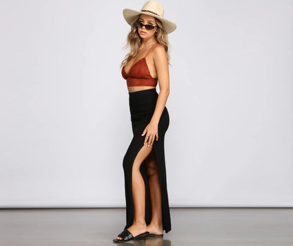 High Slit Maxi Knit Skirt