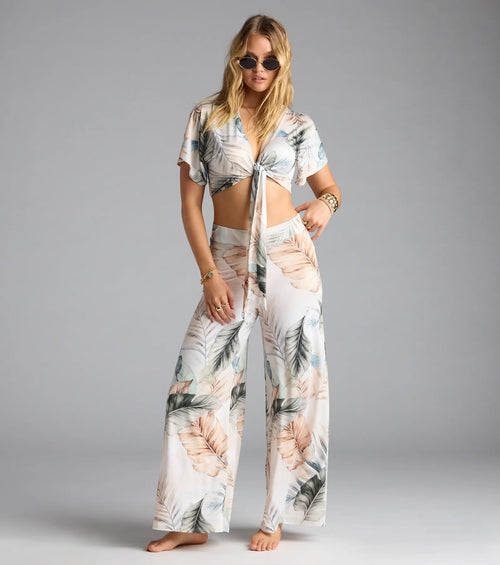 Mornings In Tulum Tropical Wide-Leg Pants